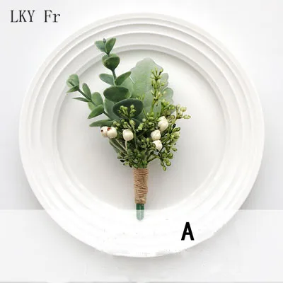 Corsage A LKY Fr искусственный цветок Свадебный корсаж булавка цветы для жениха бутоньерка зеленая манжета браслет подружки невесты свадебные цветы - Цвет: Corsage A