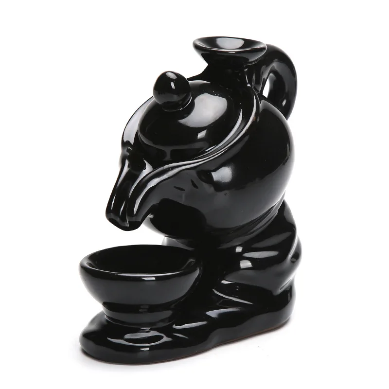 

Курильница для благовоний, черная, в форме чашки, керамический обратный поток
