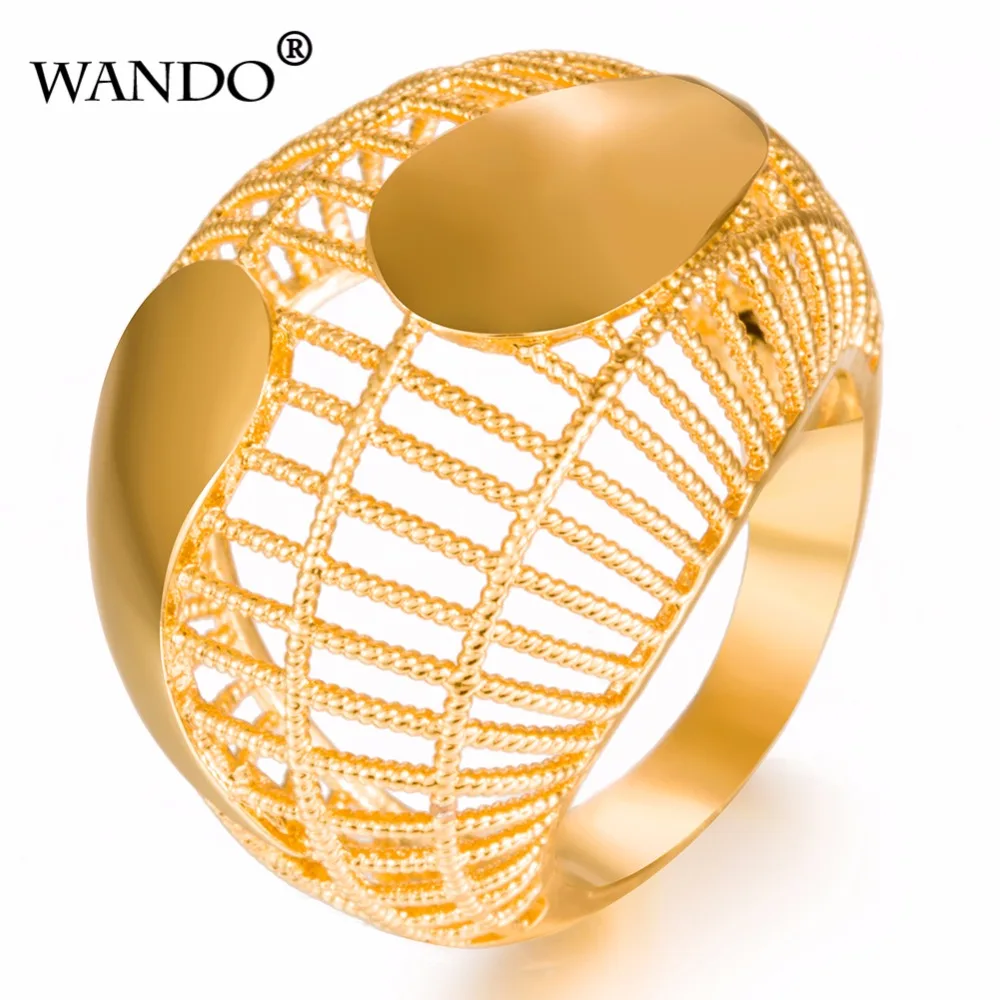 WANDO качественное кольцо золотого цвета роскошная закрепка крупные кольца