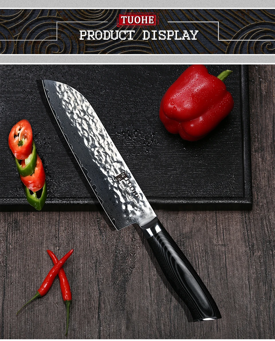 TUOHE " Santoku шеф-повар Ножи японский 67layers Дамаск Сталь Кухня лезвия ножей чётко Нержавеющая сталь Ножи Кухня инструмент