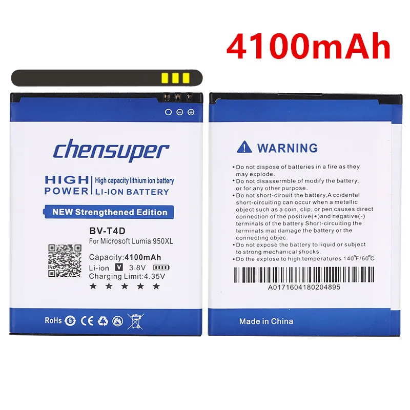 100% Оригинальный аккумулятор chensuper 4100 мА · ч/BVT4D для Microsoft Nokia Lumia 950 XL CityMan 940 BV