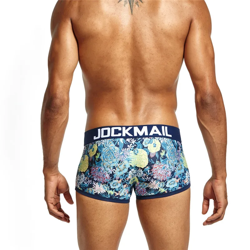 JOCKMAIL Брендовое Мужское нижнее белье боксеры цветочный принт calzoncillos hombre calcinha cueca боксеры masculina Трусики Шорты Гей Нижнее белье