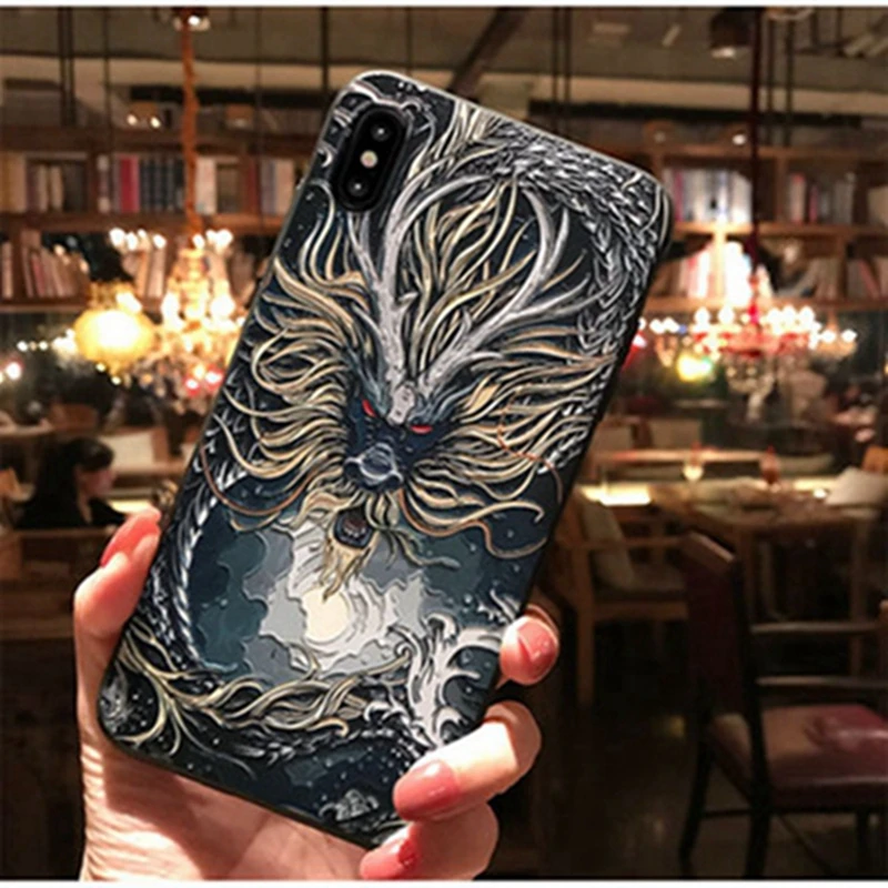 Китайский дракон Телефон чехол для IPhone X Xs Max 6S 6 7plus 8 Plus мобильный телефон мягкий