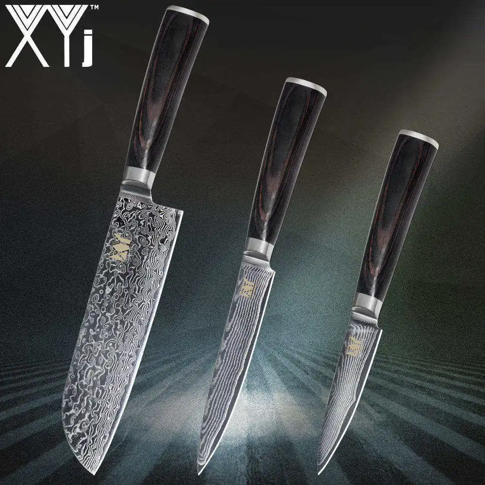 XYj набор кухонных ножей красота Дамаск Pattrtn VG10 ядро японский Дамасская сталь вен кухонные инструменты качество Дамасские Ножи - Цвет: A. 75 3.5