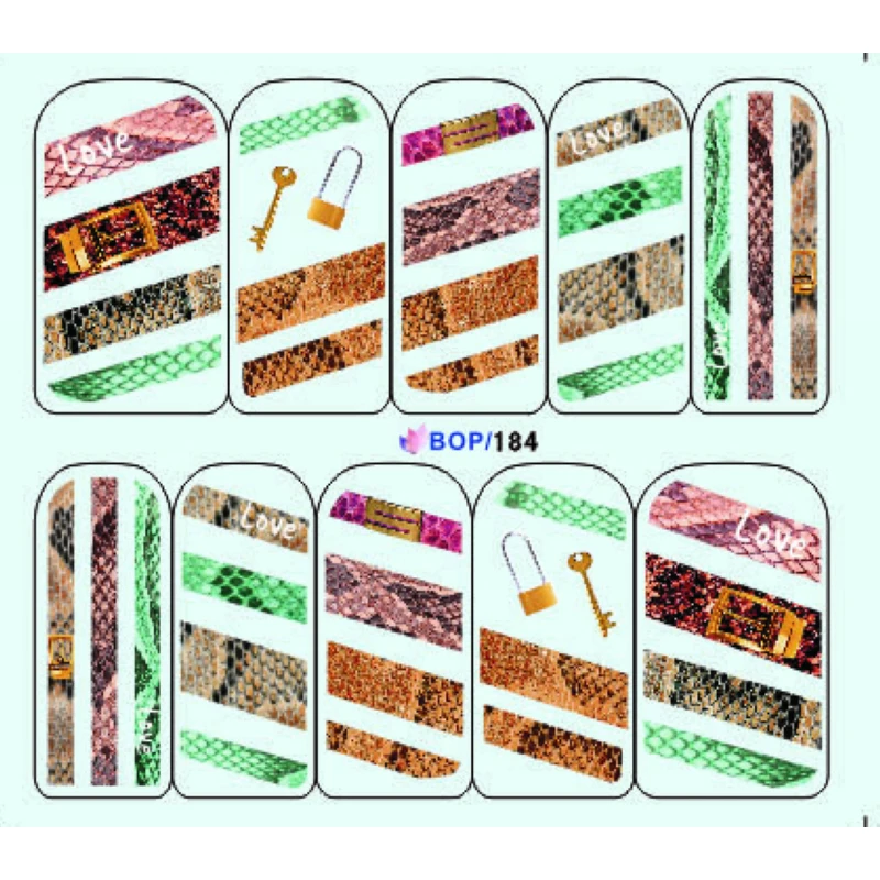 Наклейки для ногтей в виде змеи тигра леопарда наклейки дизайна 4 упаковки/партия