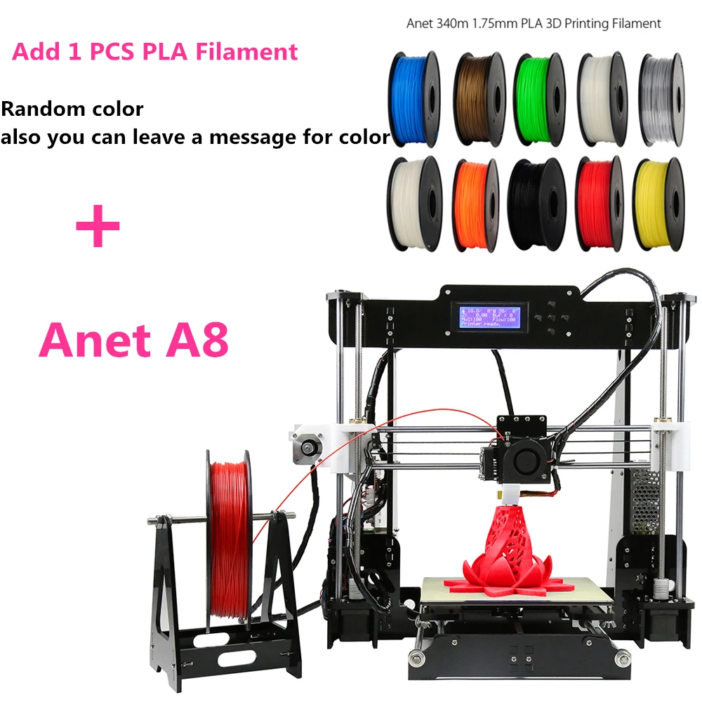 Anet A8 3d принтер ЖК экран Высокая точность Reprap Impressora Настольный акриловый комплект