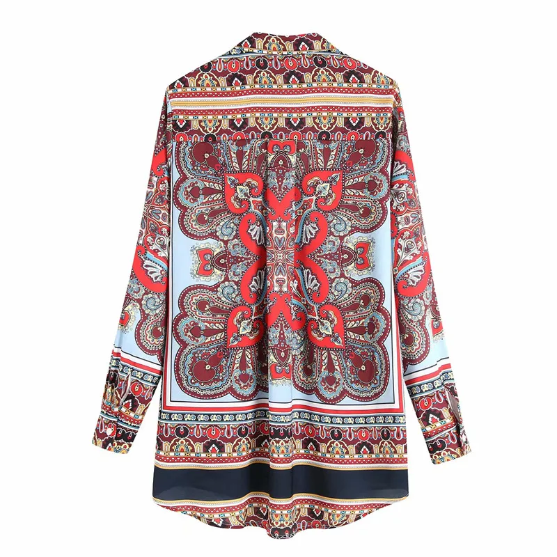 Женский комплект весна лето 2020 модная блузка с принтом Длинная тонкая рубашка