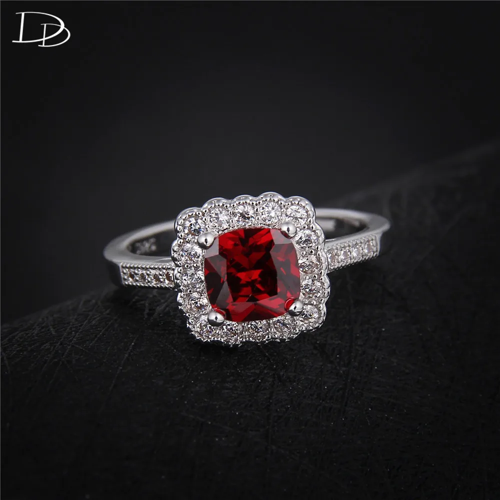 DODO AAA циркониевое ювелирное изделие серебряное квадратное кольцо с красным