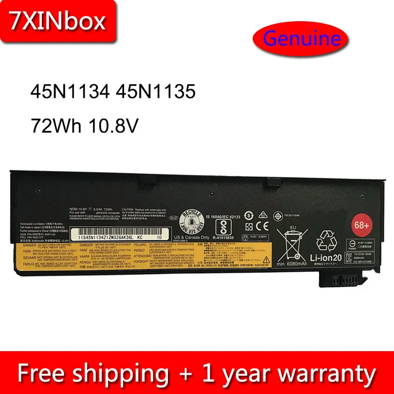 7XINbox 72Wh 10 8 V 45N1134 45N1135 Аккумулятор для ноутбука Lenovo ThinkPad X240S X250 X260 X270 T440S T450 T460P T550 T560