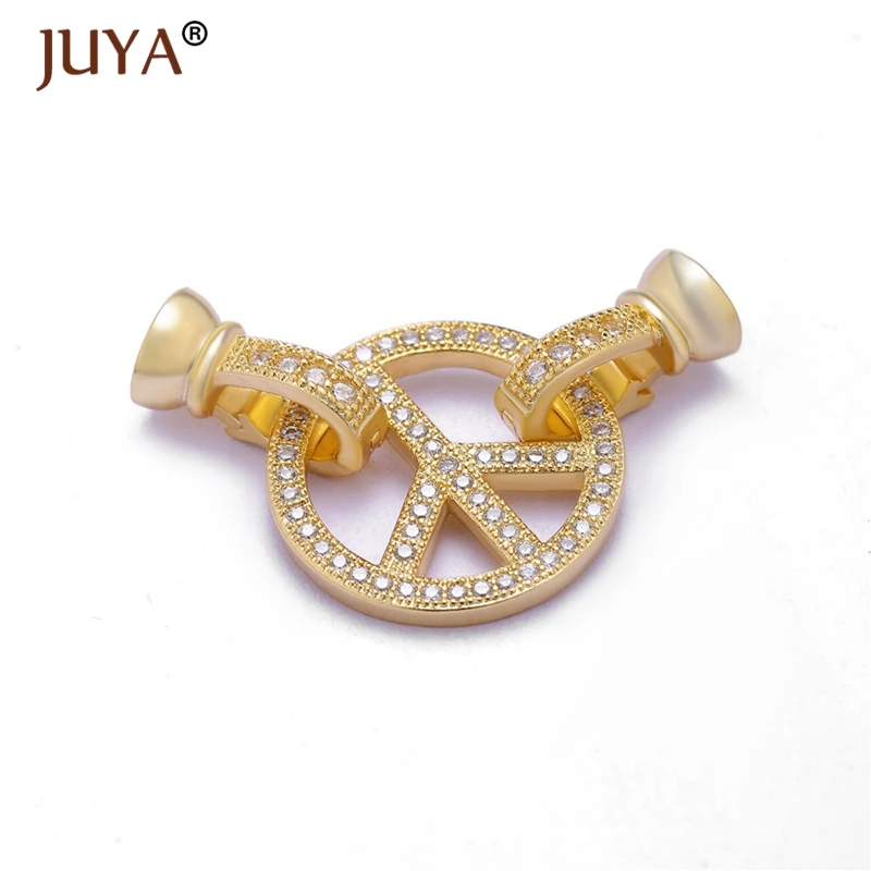 Peace Clasps For Jewelry Making Gold Rose Color Copper Zircon Clasp Connector DIY Pearls Beads Jewellery Findings | Украшения и