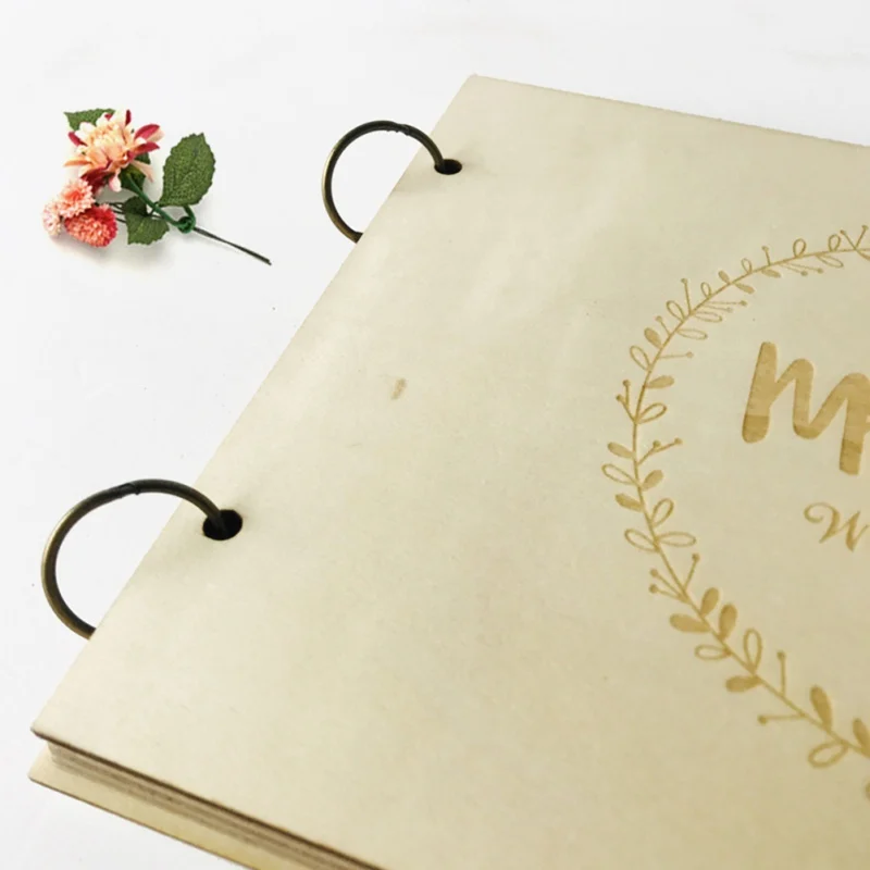 10 страниц Свадебная Гостевая книга деревянная индивидуальная Подпись фото