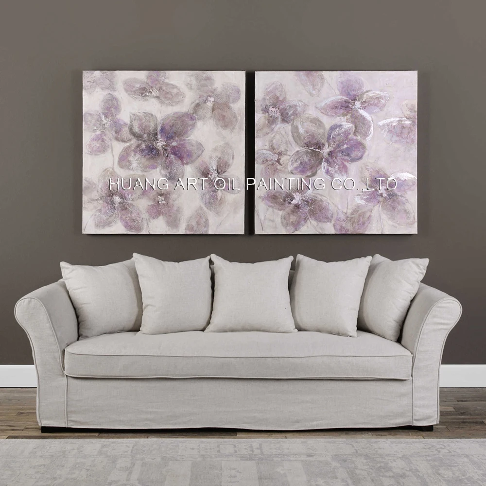 Ручная роспись красивые фиолетовые абстрактные цветы 2 шт. картина для комнаты