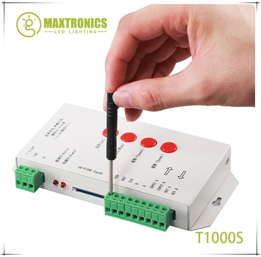 T1000S SD карты WS2801 WS2811 WS2812 WS1903 LPD6803 светодиодный 2048 контроллер пикселей DC5~ 24V T-1000S DMX 512 RGB контроллер