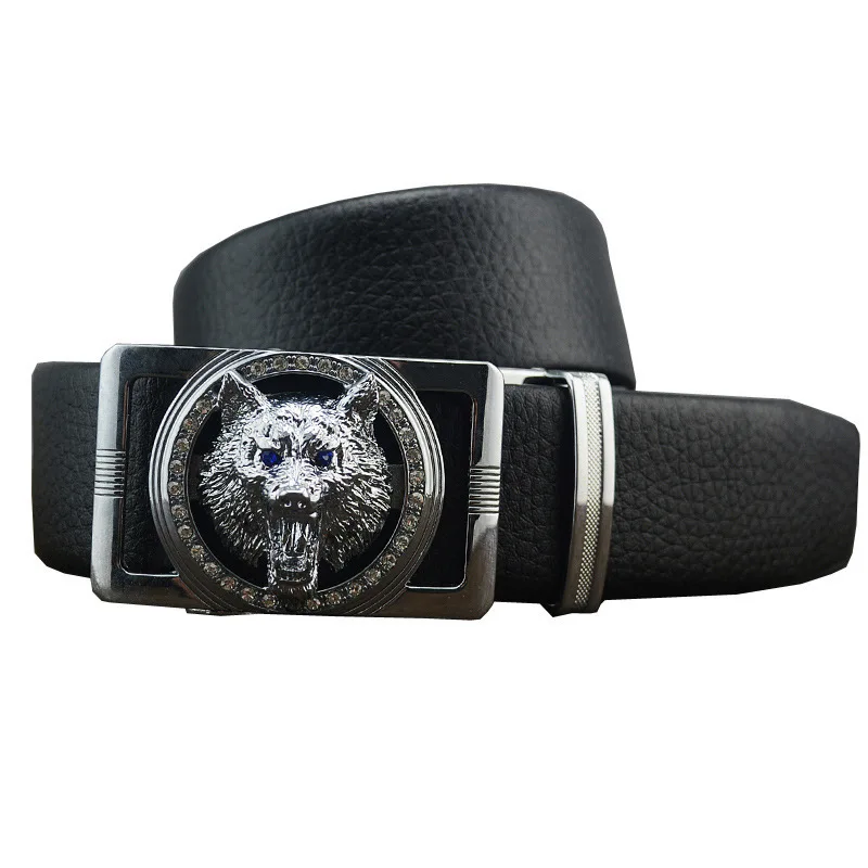 

Men High Quality Belt Brand New Famous Designer Belts Gold Wolf Head Buckle Girdle Casual Waist Strap Cowboys Jeans