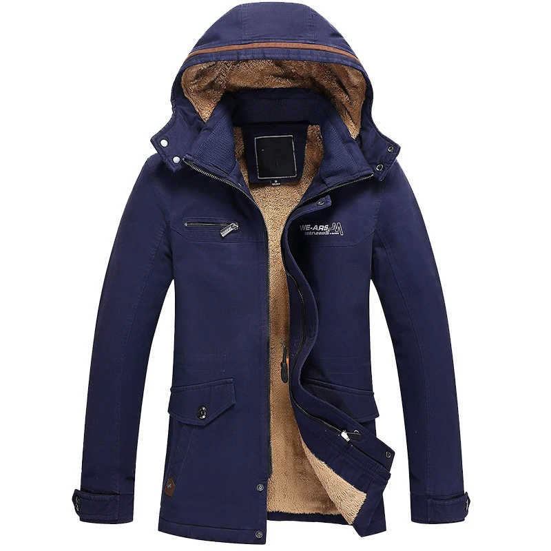 Мужская приталенная куртка с капюшоном однотонная хлопковая цвета хаки