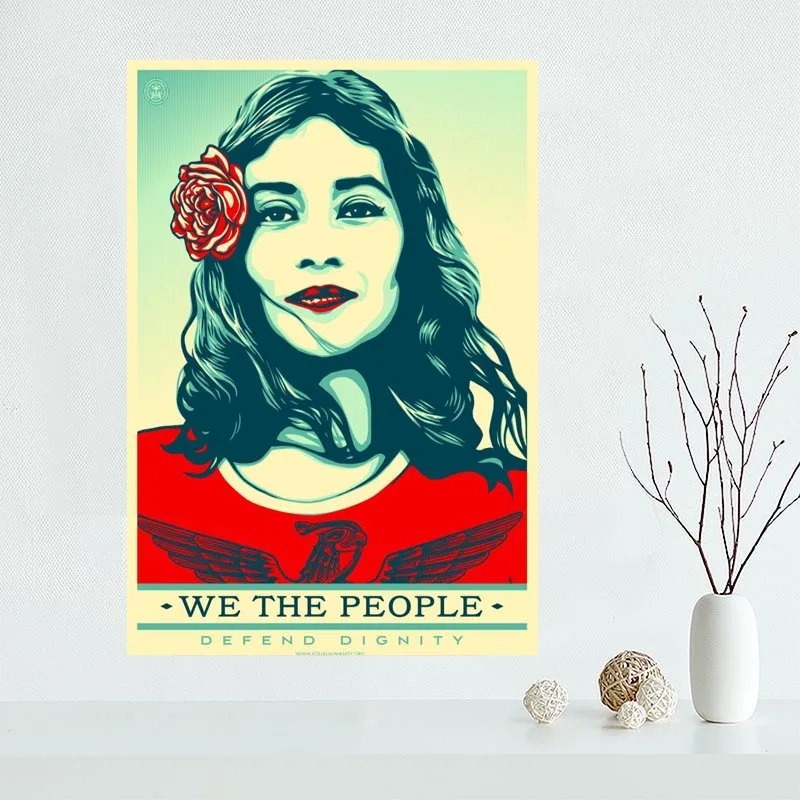 Горячая Распродажа индивидуальный холщовый постер Shepard Fairey домашний декор