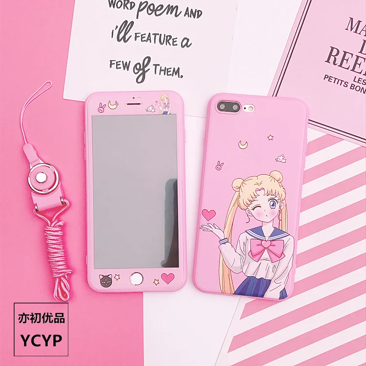Чехол Sakura для iphone X Cardcaptor+ Защитная пленка для экрана из закаленного стекла для iphone 6 6s Plus 7 7plus 8 8plus Сейлор Мун