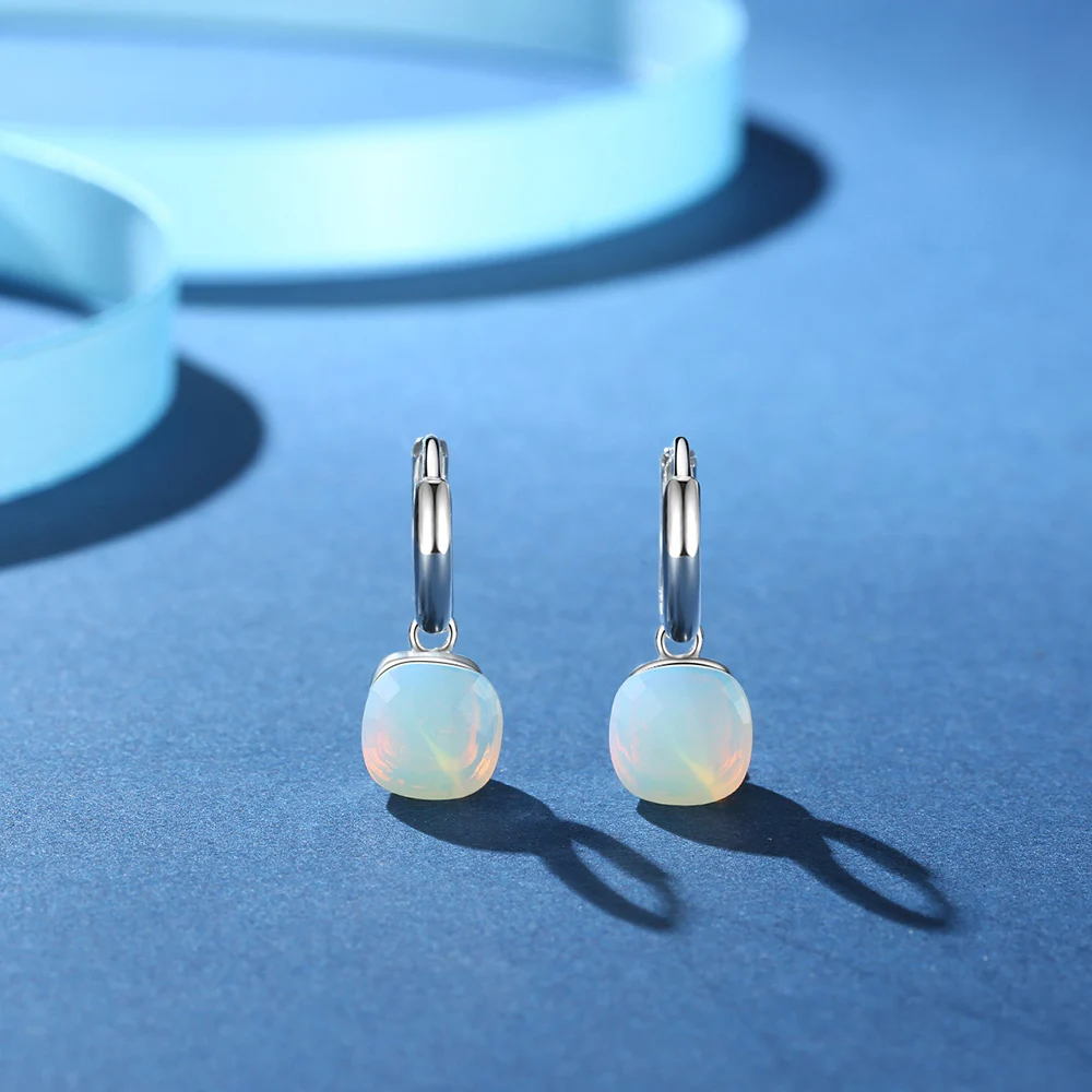 Серьги подвески из серебра 925 пробы с натуральным лунным камнем|earrings for|earrings for