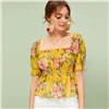 SHEIN женский топ с цветочным принтом и оборкой, с баской, летние, расклешенные, гофрированные блузки, Boho Ginger Ruffle Hem, Женские топы и блузки