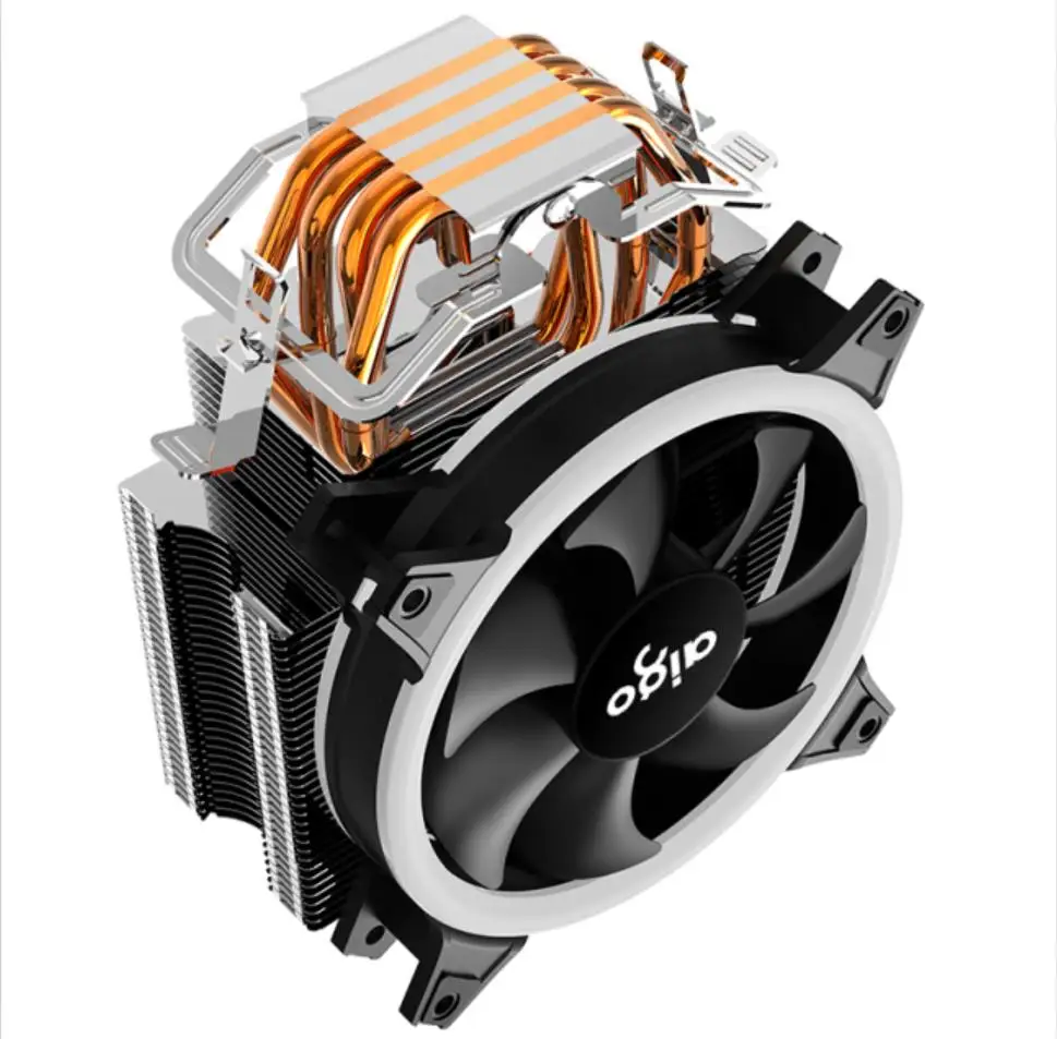 white AIGO E3 120 мм светодиодный Процессор Кулер 4 теплопроводов холодильник 4 pin-код для AMD Intel 775/1150/1151/1155/1156 Процессор радиатор охлаждения ПК тихий вентилятор - Цвет лезвия: white