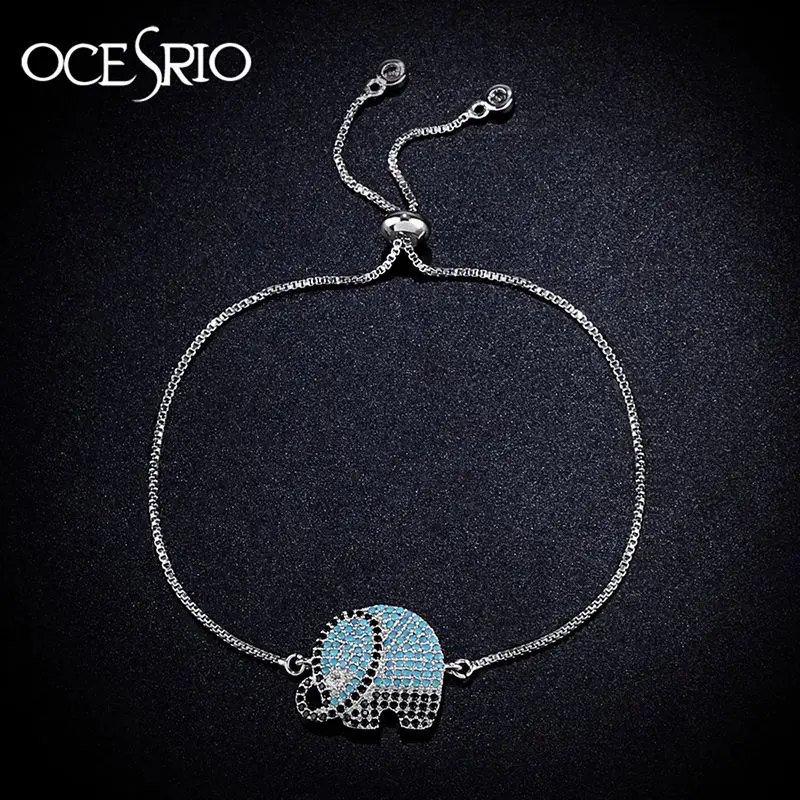 OCESRIO бренд Серебряный слон браслет из бисера cz для шармов Femme цепи браслеты женщин