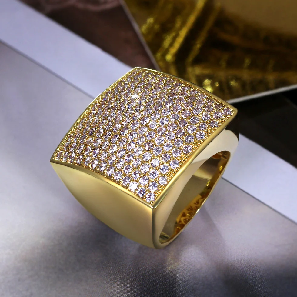 Fashion Geometric design Square shape Big jewelry Zircon stones High Quality Women Trendy Style Wedding Accessory Chunky ring | Украшения и