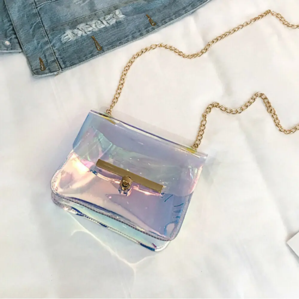 Женская сумка с голографическим принтом прозрачная маленькая тоут голограммой