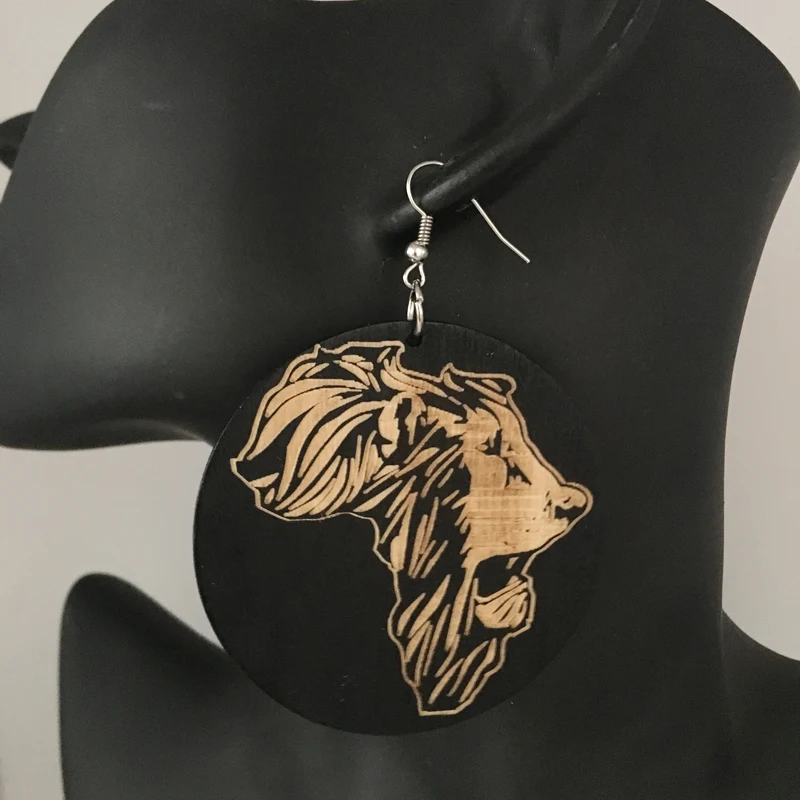 5 пар/лот деревянные серьги с изображением Льва в Африке|wooden earrings|wood africa earringsafrica