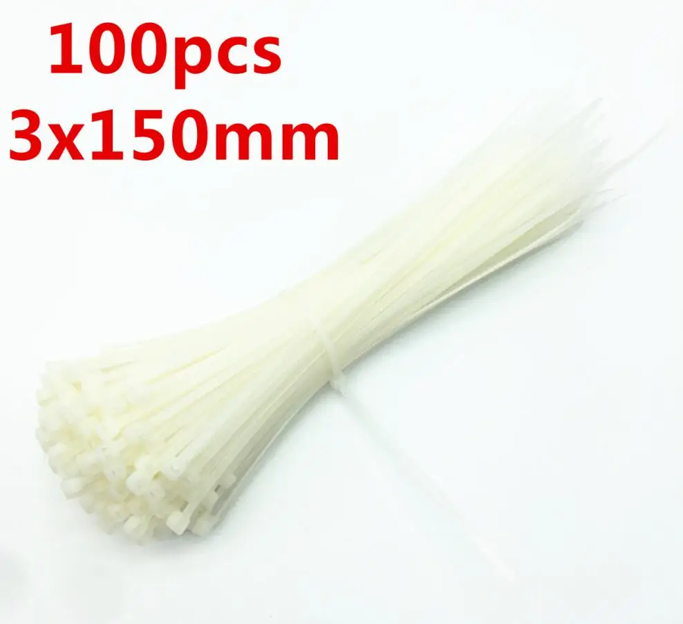 100 шт. 3X60/80/100/120/150/200 мм белый черный молоко кабель провод кабельные стяжки самоблокирующиеся Нейлоновые кабельные стяжки - Цвет: 3 x 150mm
