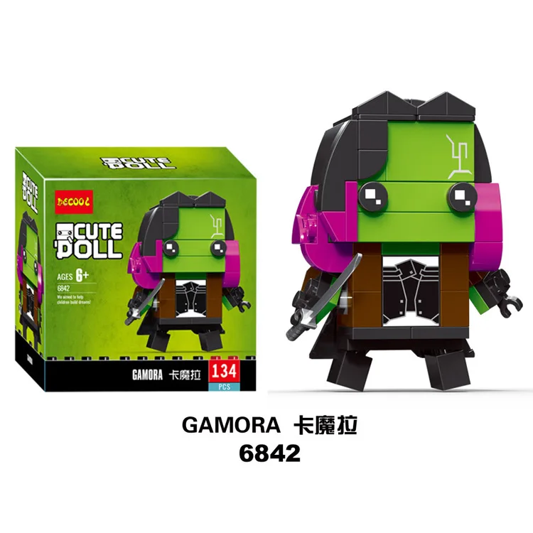 Brickheadz мини супер герой фигурки Микки DC Justice Marvel brick Heads Железный человек паук Строительные блоки детские игрушки - Цвет: Золотой