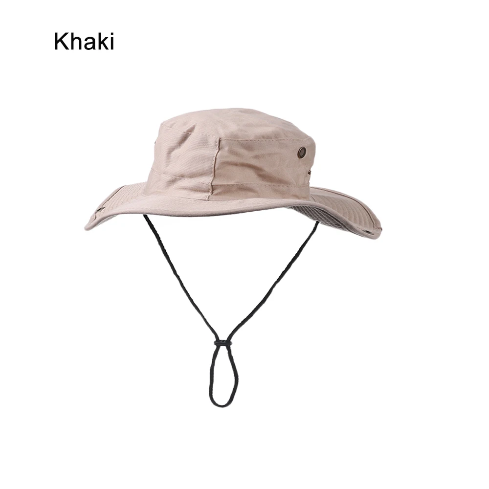 Khaki Новинка, хит, военная Панама, сафари, Boonie, солнцезащитная Кепка, летняя, мужская, женская, камуфляжная, Панама, с нитью, рыбацкая Кепка - Цвет: Khaki