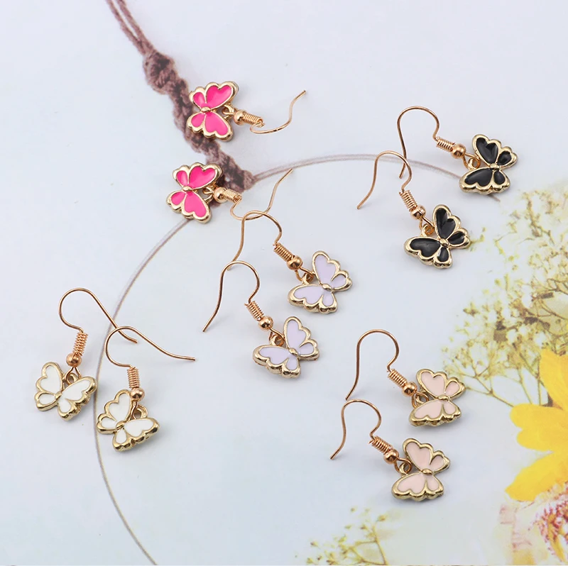 Милые DIY бабочки серьги для женщин насекомое серьги ювелирные изделия для девочек Kawaii красочные металлические серьги ювелирные подарки
