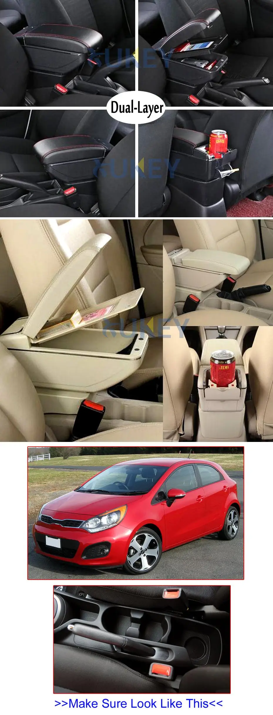 Двухслойный кожаный подлокотник для KIA Rio 3 Rio3(UB) 2012- центральная консоль подлокотники подлокотник ящик для хранения лоток аксессуары