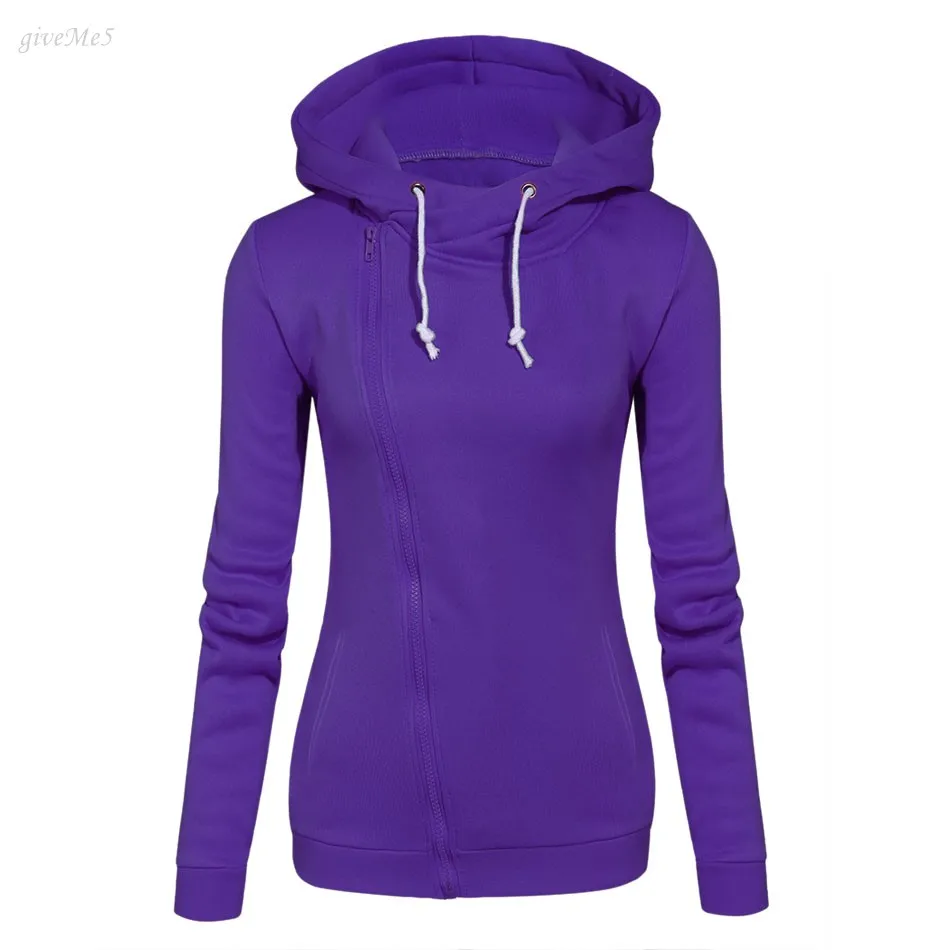 Осень Для женщин толстовка с капюшоном косые молнии худи верхняя одежда длинное