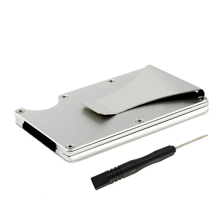 Silver money clip Rfid металлический кошелек Авиатор Nfc дорожный алюминиевый кредитный держатель для карт с зажимом для денег - Цвет: Silver money clip