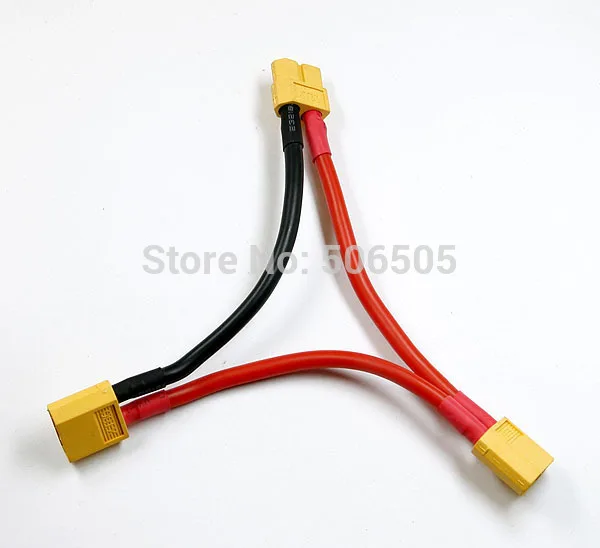 

Free shipping 10CM 14 awg silicone XT60 Serial cable XT60 Female jack to 2 Male plug cable 5pcs/lot