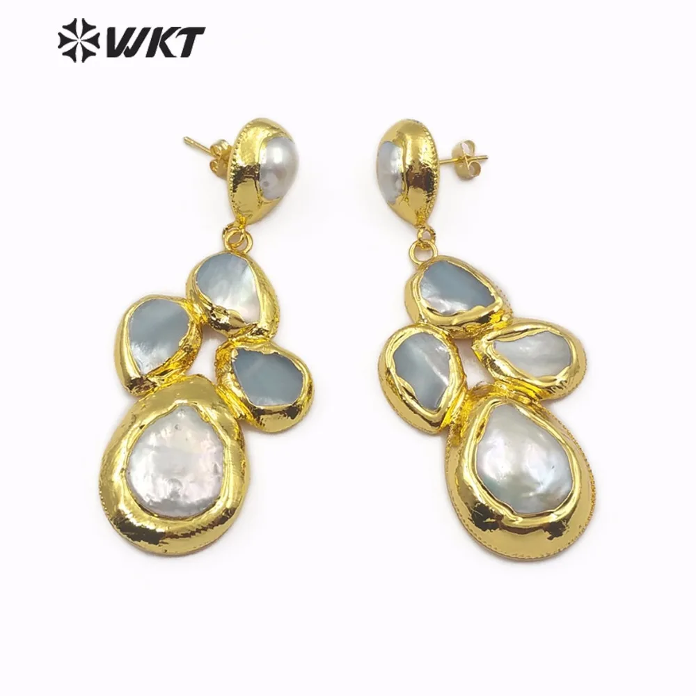 WT E496 серьги из натурального пресноводного жемчуга произвольный размер