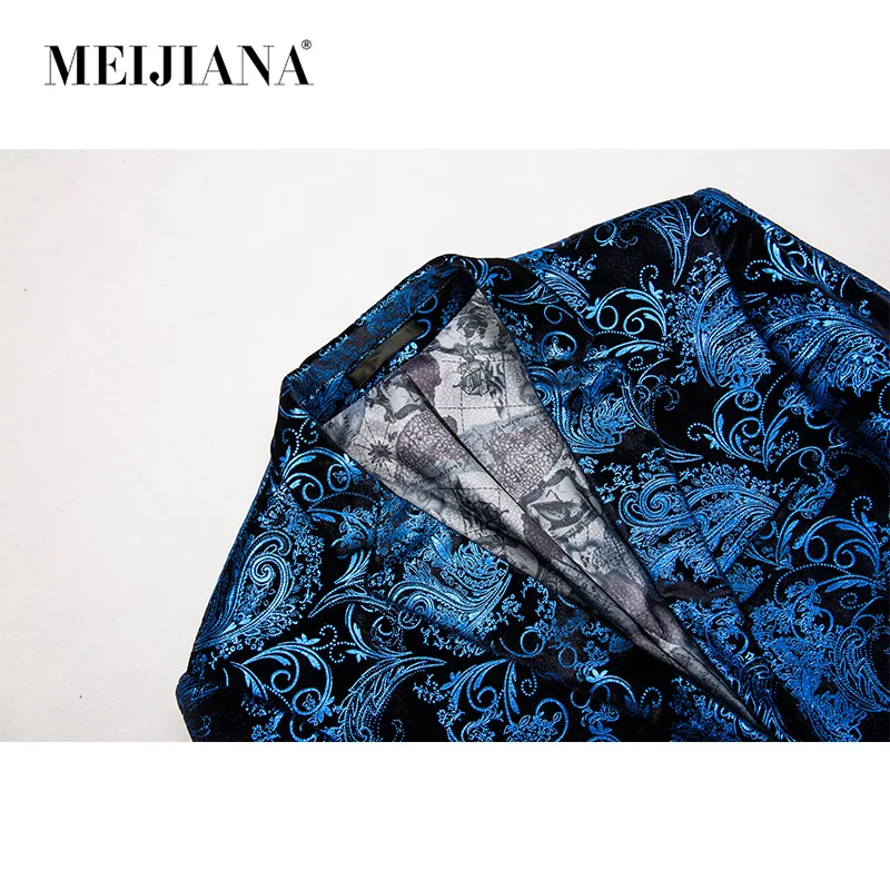 MEIJIANA, бренд, Мужской Блейзер, модный, 3D, цветочный принт, костюм, Блейзер, однобортный, одежда для вечеринки, приталенный Блейзер для мужчин