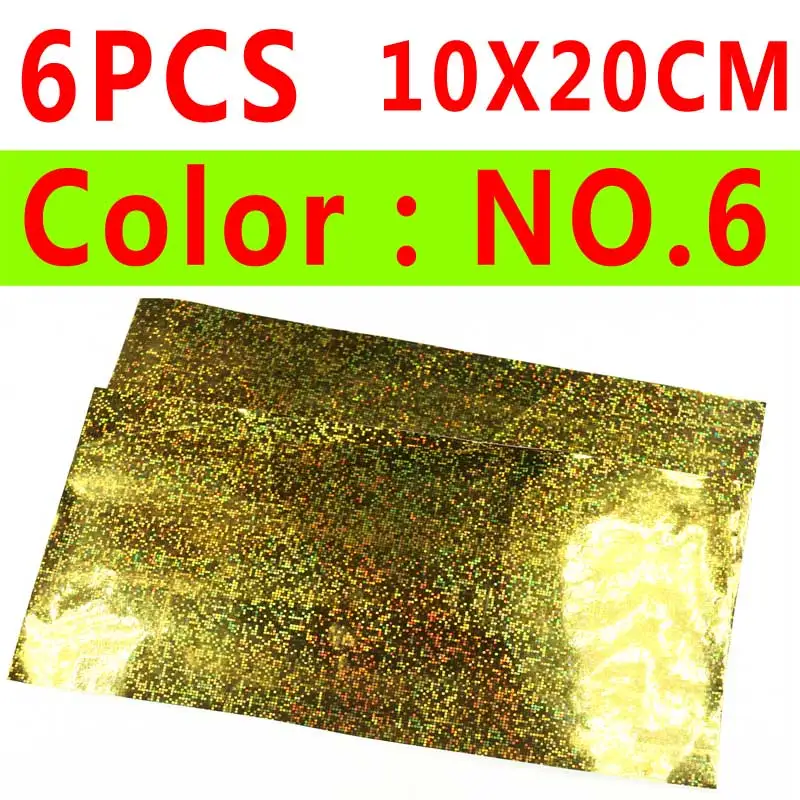 6pcs color 6 Wifreo 6/4 шт. Голографическая клейкая пленка Flash ленты отражательная Призма Рыбалка наклейка для приманки 10*10/20 см Искусственный рыбьей чешуи кожи - Цвет: 6pcs color 6