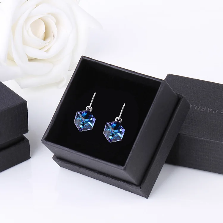 Warme Farben серьги из серебра 925 пробы с кристаллами Swarovski, висячие серьги с квадратным кубом, хорошее ювелирное изделие, подарок для девушек