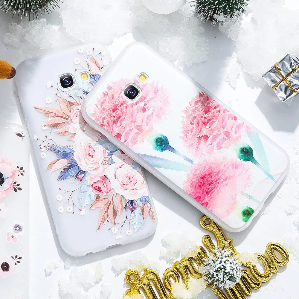 Чехол для Samsung Galaxy A3 A5 A7 2016 2017 A8 Plus 2018 мягкий чехол с 3D рельефным цветком S8 S9 S7 Edge |