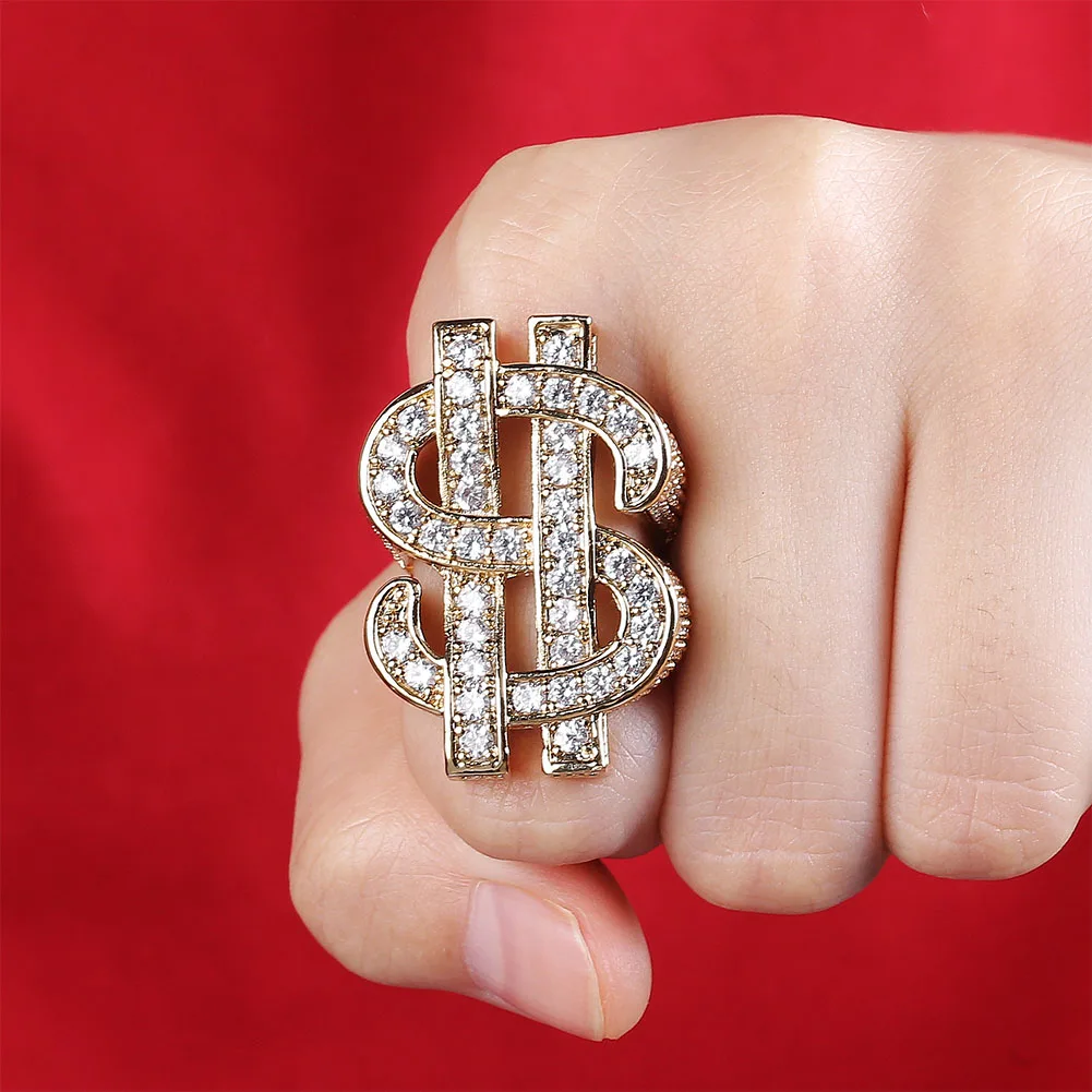 TOPGRILLZ Мода Рок Iced Out Bling Золото Серебро Цвет Доллар США знак кольца AAA кубический циркон хип хоп кольцо для мужчин ювелирные изделия