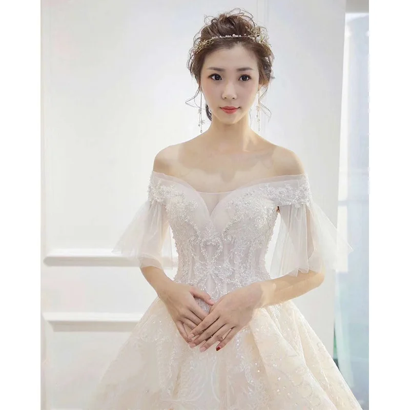 Vestido De Noiva 2019 Новинка Mrs Win короткий рукав летучая мышь сексуальное v-образным