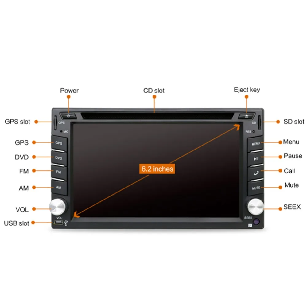 BOSION Car Radio with In-Dash GPS Navigation For Universal Backup Camera 6.2' Double Din Stereo DVD Player | Автомобили и