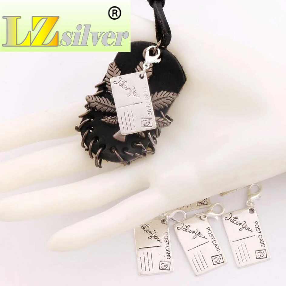 

I Love You Postcard Lobster Claw Clasp Charm Beads 41.3x15.2mm 100PCS zinc alloy Jewelry DIY C271
