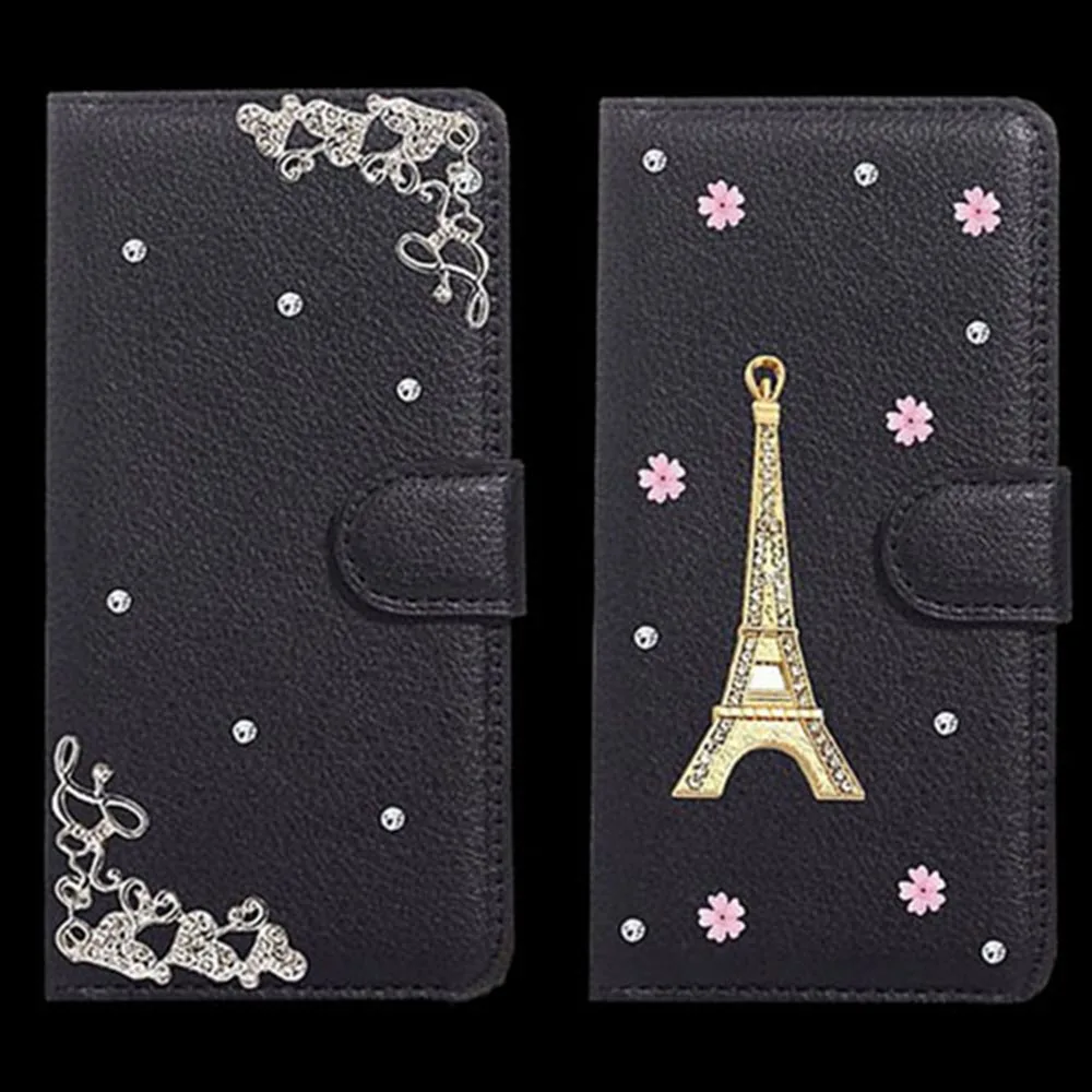 Дворец Цветок Башня Дизайн Алмаз PU Кожаный Чехол Для Asus Zenfone 3 s Max ZC521TL Case Флип