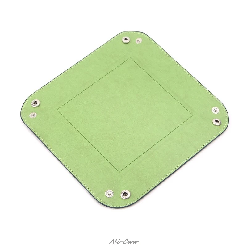 Foldable Desktop Storage Box PU Leather Quadrilateral Tray DND Dice Key Coin | Спорт и развлечения