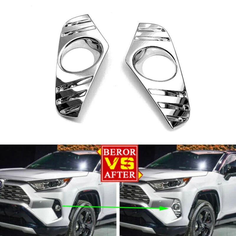 ABS Хромированная противотуманная Крышка Накладка для Toyota RAV4 2019 1 пара запасной