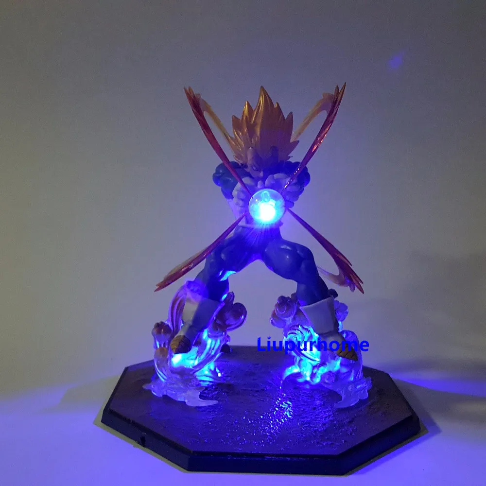 Синий Dragon Ball Z Вегета ГОКу Гохан отец сын ПВХ Модель Фигурки Dragon Ball Супер Saiyan Вегета ГОКу светодиодный светильник детская игрушка подарок - Испускаемый цвет: Синий