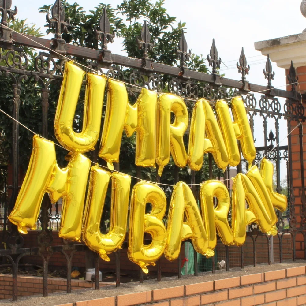 

Arabic Umrah Mubarak Balloons Banner Muslim Islamic Decorations Ramadan Bunting Party Decorations